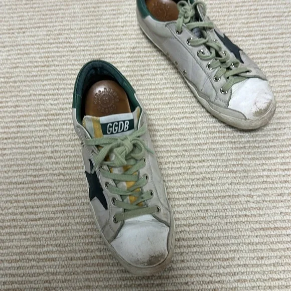 Golden goose size 38 color grey white green and navy star - Picture 4 of 6